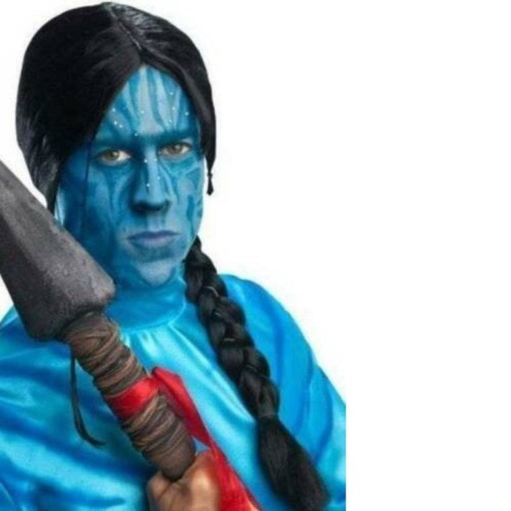 Rubie's Blue Na'vi-Inspired Kids Costume with Black Wig and Spear Accent